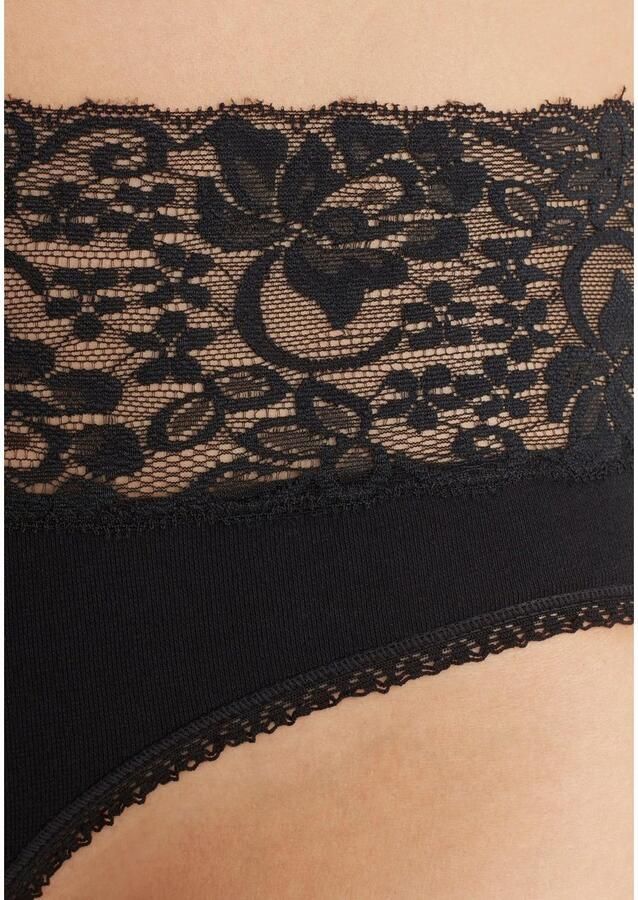 Vivance Slip van elastische katoen met florale kant (3 stuks)