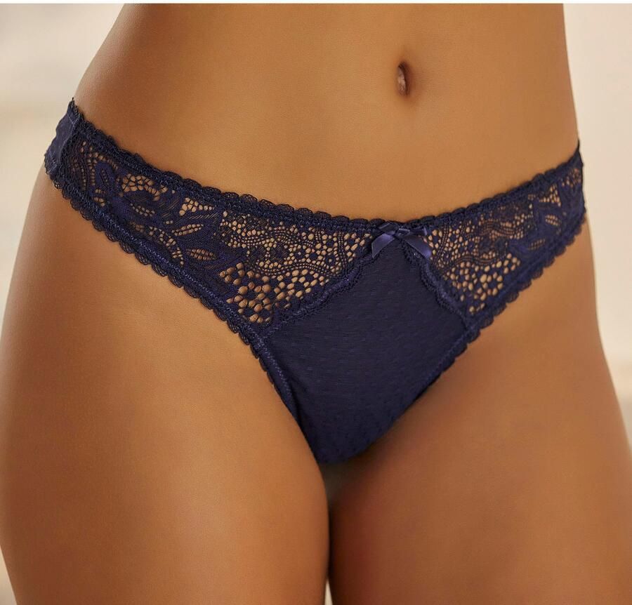 Vivance String met kanten inzetten opzij in gebloemde look - Foto 4