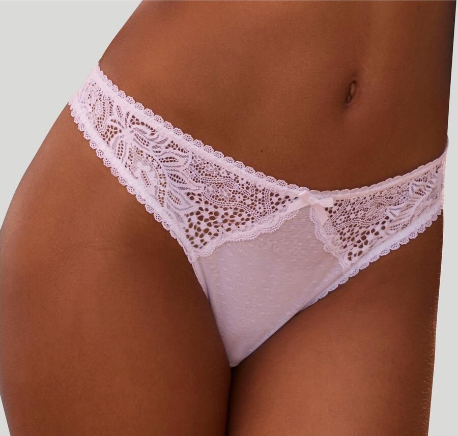 Vivance String met kanten inzetten opzij in gebloemde look