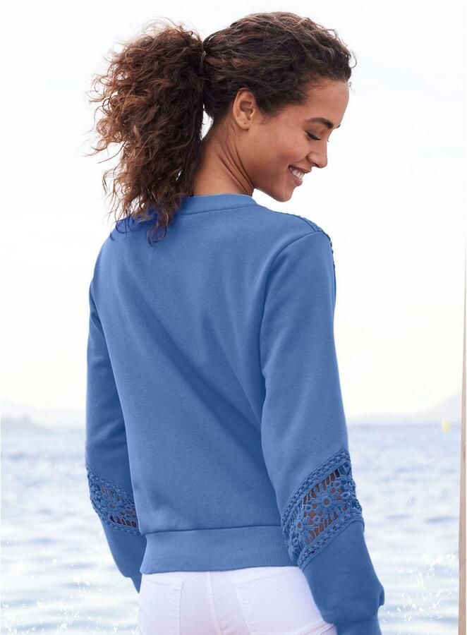 Vivance Sweatshirt met kanten inzetstukken op schouder en mouw - Foto 2