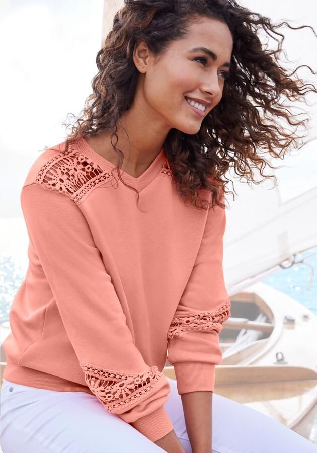 Vivance Sweatshirt met kanten inzetstukken op schouder en mouw - Foto 5