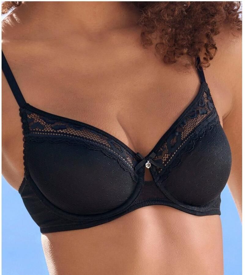 Vivance T-shirt-bh van fijn mesh-materiaal en kant in leo-look lingerie