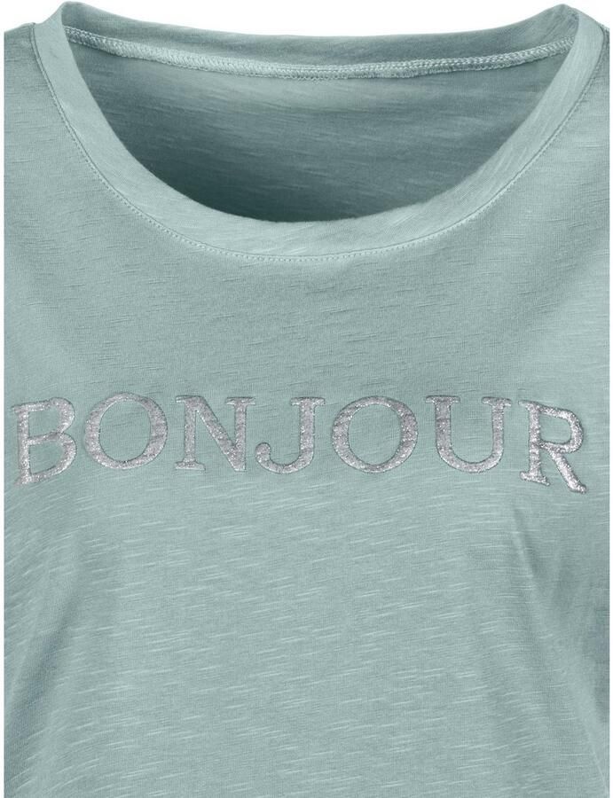 Vivance T-shirt Met frontdruk "Bonjour" in een zachte katoenkwaliteit (2-delig Set van 2) - Foto 3