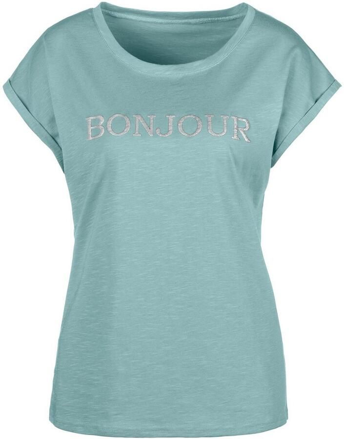 Vivance T-shirt Met frontdruk "Bonjour" in een zachte katoenkwaliteit