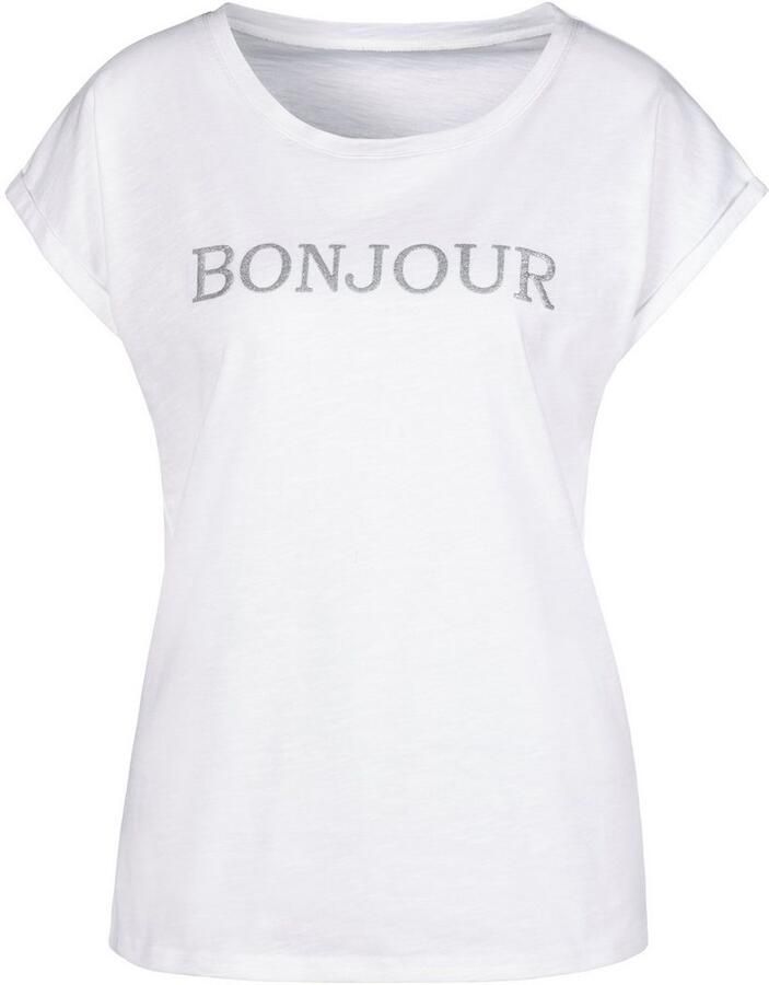 Vivance T-shirt Met frontdruk "Bonjour" in een zachte katoenkwaliteit (2-delig Set van 2) - Foto 2