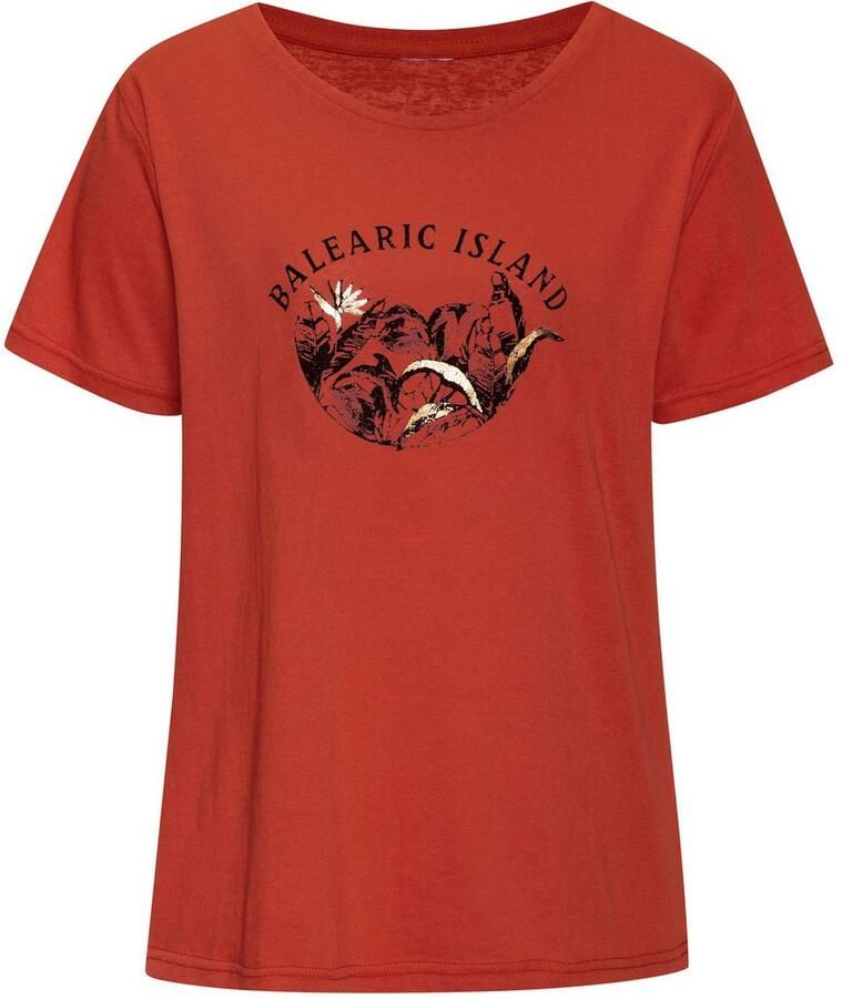 Vivance T-shirt Met glanzende frontprint in een zachte katoenkwaliteit