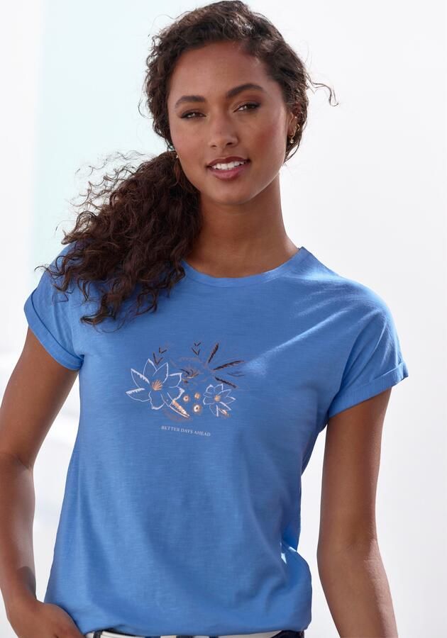 Vivance T-shirt Met goudkleurig glanzend folieprint - Foto 5