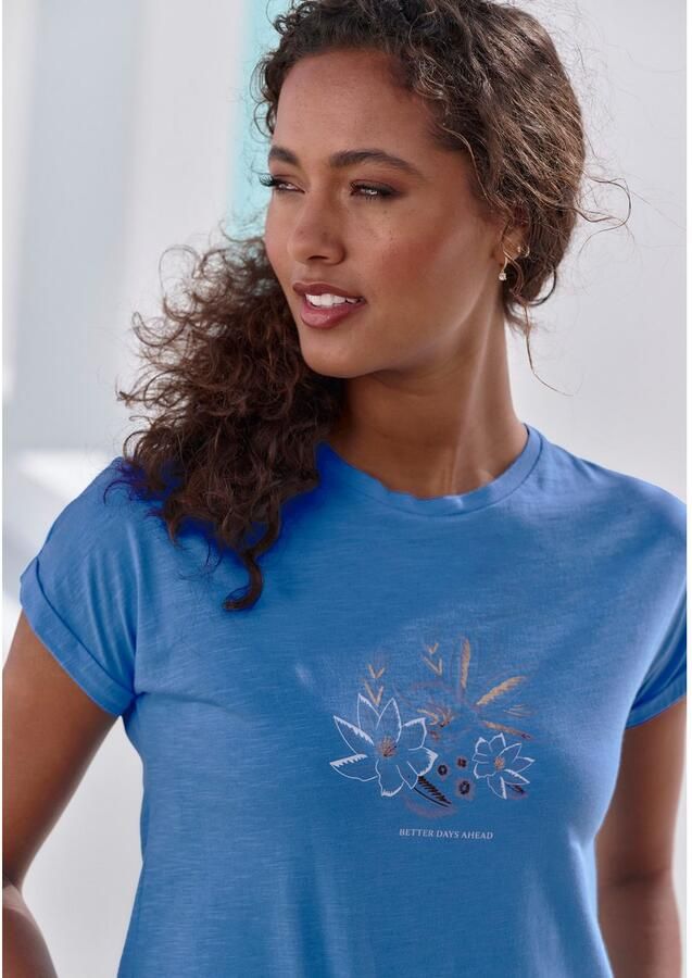 Vivance T-shirt Met goudkleurig glanzend folieprint - Foto 3