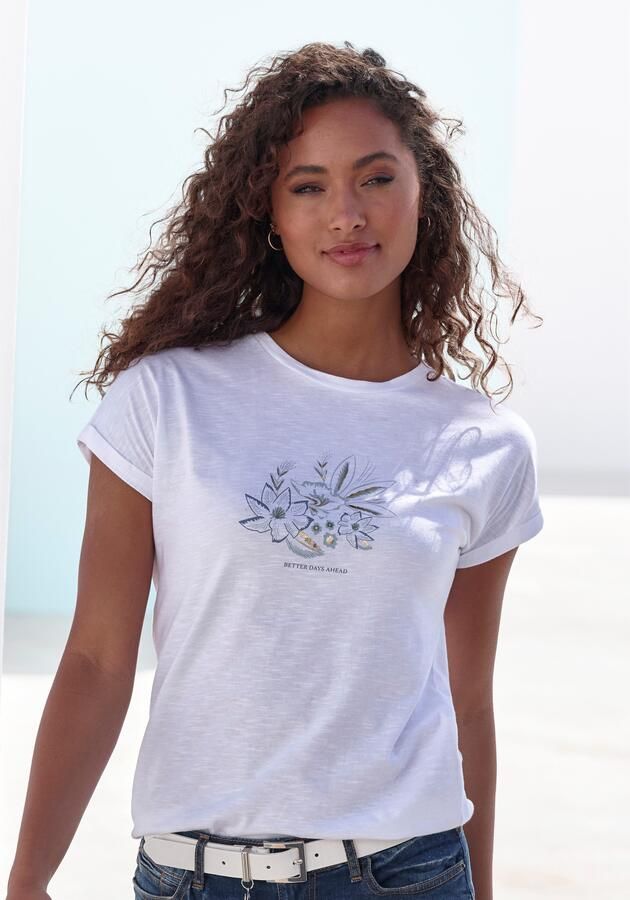 Vivance T-shirt Met goudkleurig glanzend folieprint - Foto 3