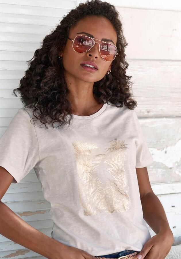 Vivance T-shirt Met goudkleurig glanzend folieprint - Foto 5