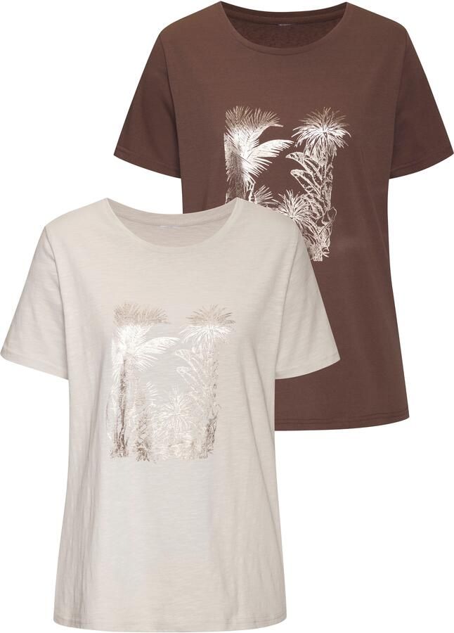 Vivance T-shirt Met goudkleurig glanzend folieprint (Set van 2) - Foto 7