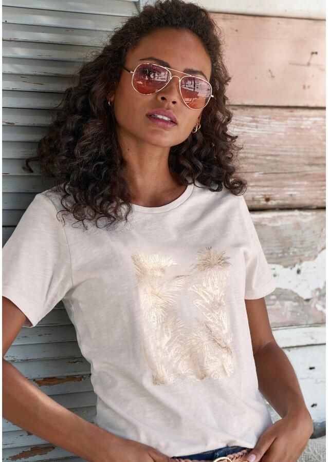 Vivance T-shirt Met goudkleurig glanzend folieprint (Set van 2) - Foto 4