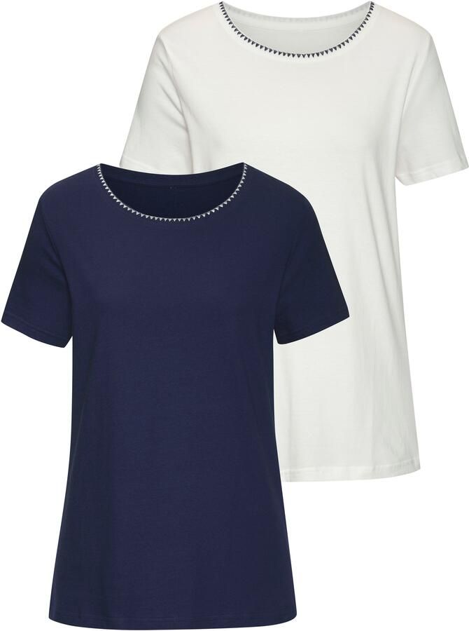 Vivance T-shirt Met modieuze contrastborduursel (Set van 2) - Foto 7
