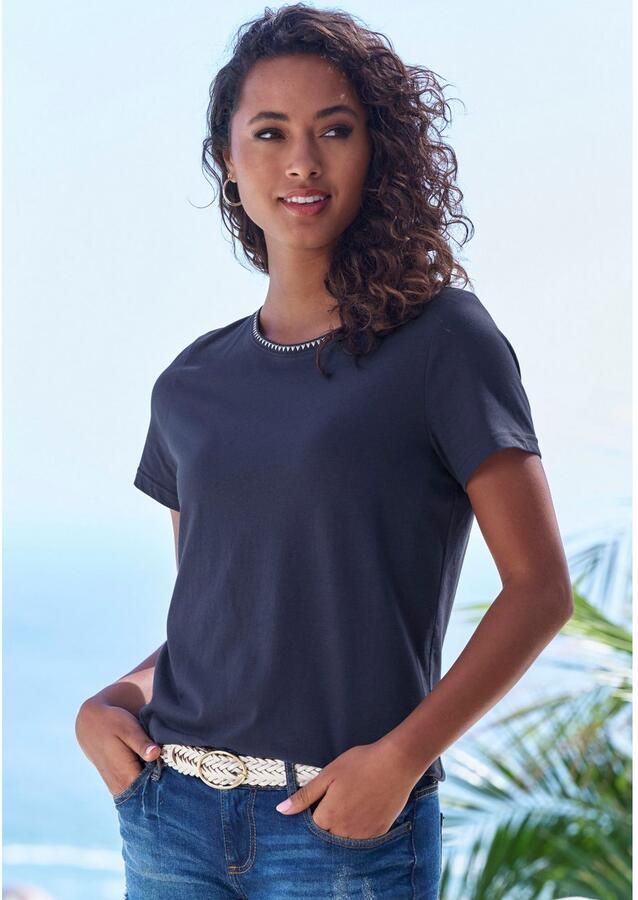 Vivance T-shirt Met modieuze contrastborduursel (Set van 2) - Foto 3