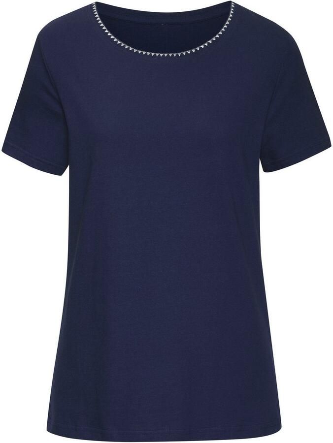 Vivance T-shirt Met modieuze contrastborduursel (Set van 2)