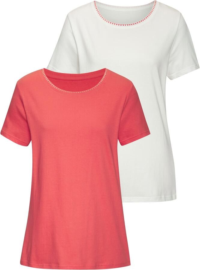 Vivance T-shirt Met modieuze contrastborduursel (Set van 2) - Foto 8