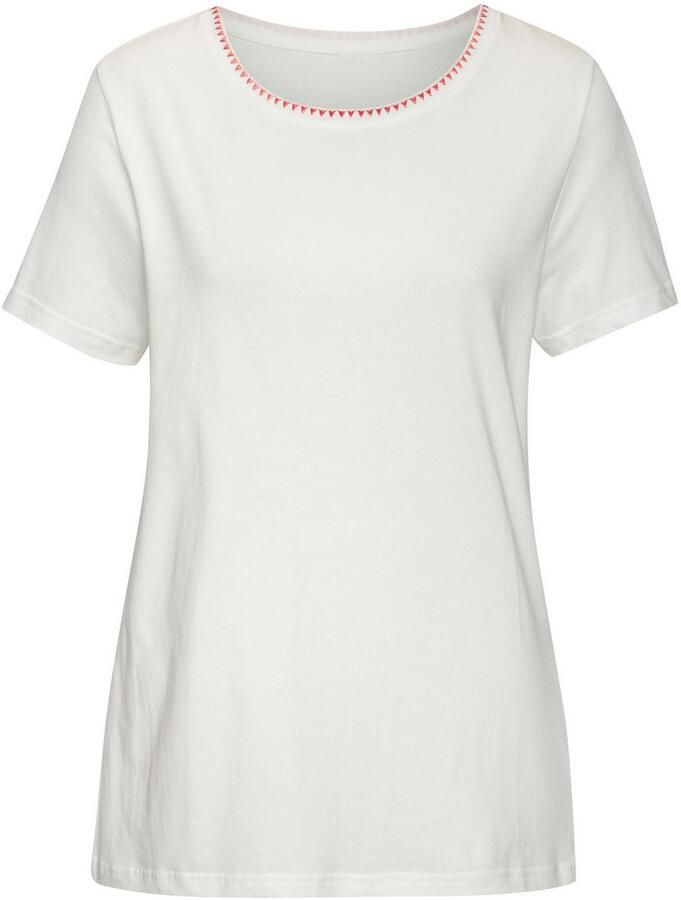 Vivance T-shirt Met modieuze contrastborduursel (Set van 2)