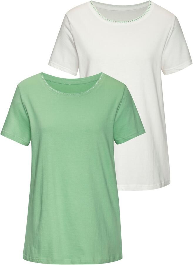 Vivance T-shirt Met modieuze contrastborduursel (Set van 2) - Foto 6