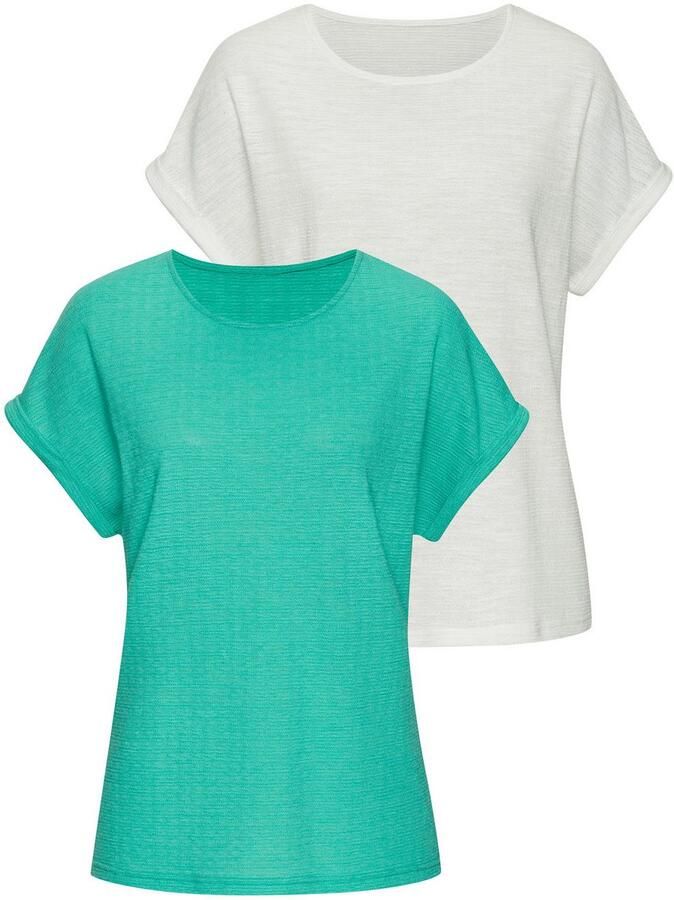 Vivance T-shirt Met modieuze structuur van kreukvrije kwaliteit met katoen (Set van 2)