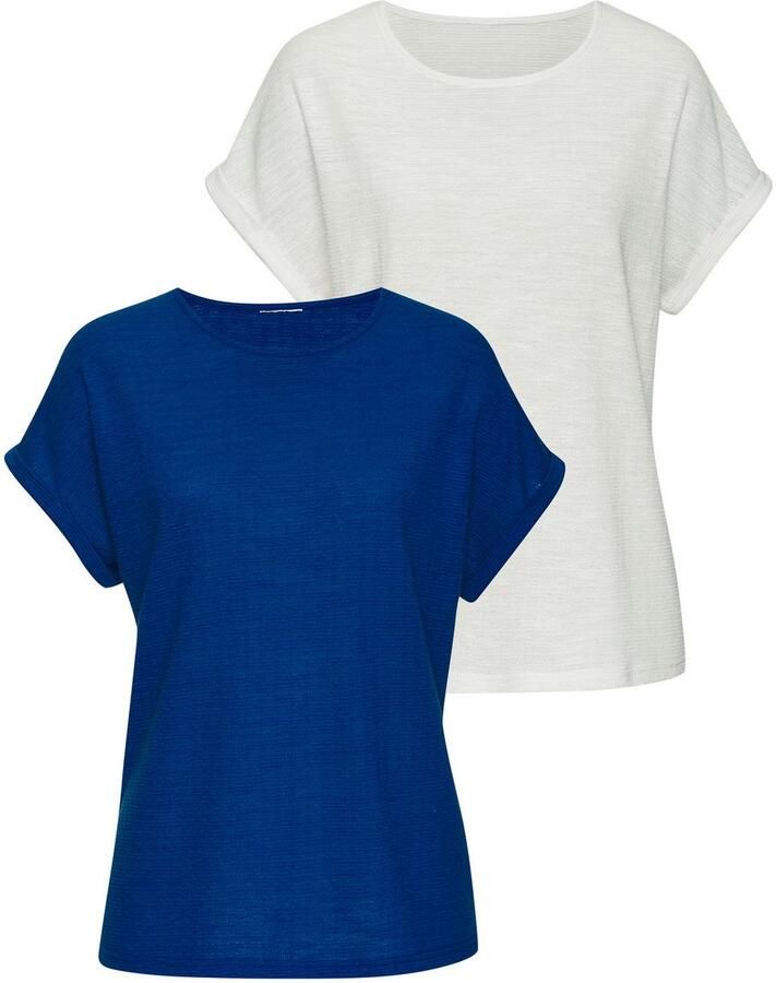 Vivance T-shirt Met modieuze structuur van kreukvrije kwaliteit met katoen (Set van 2) - Foto 2