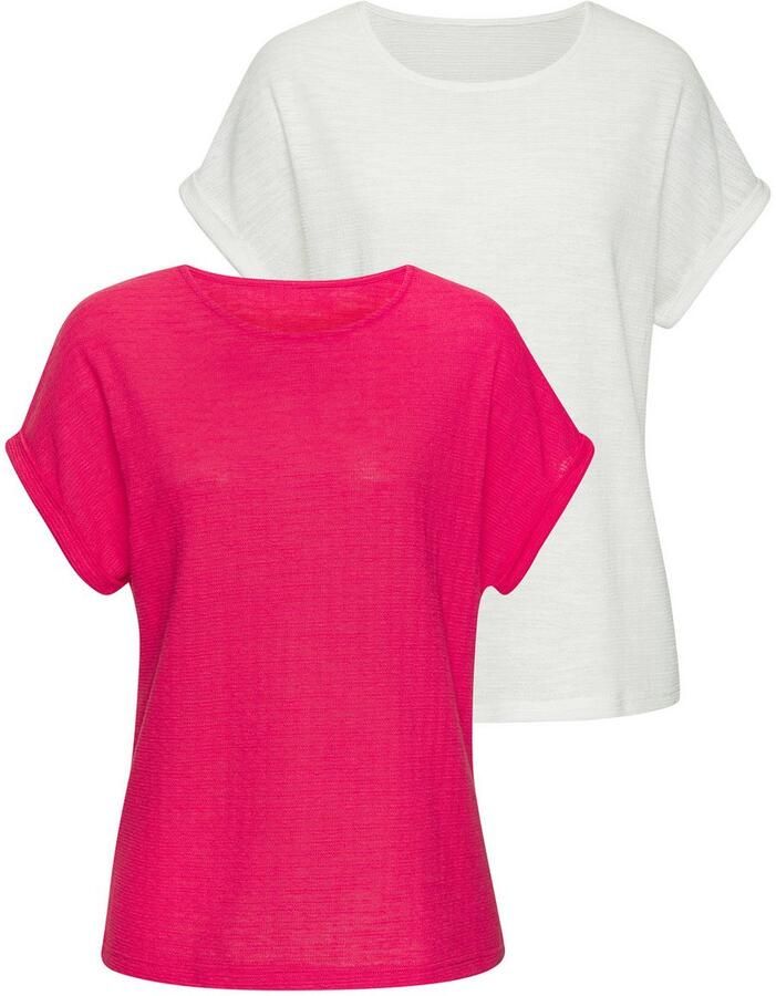 Vivance T-shirt Met modieuze structuur van kreukvrije kwaliteit met katoen (Set van 2) - Foto 2