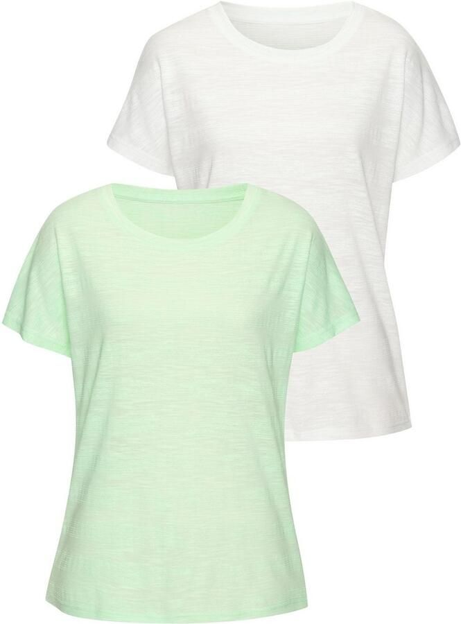 Vivance T-shirt Met modieuze structuuroptiek van onderhoudsvriendelijke kwaliteit met katoen (Set van 2)