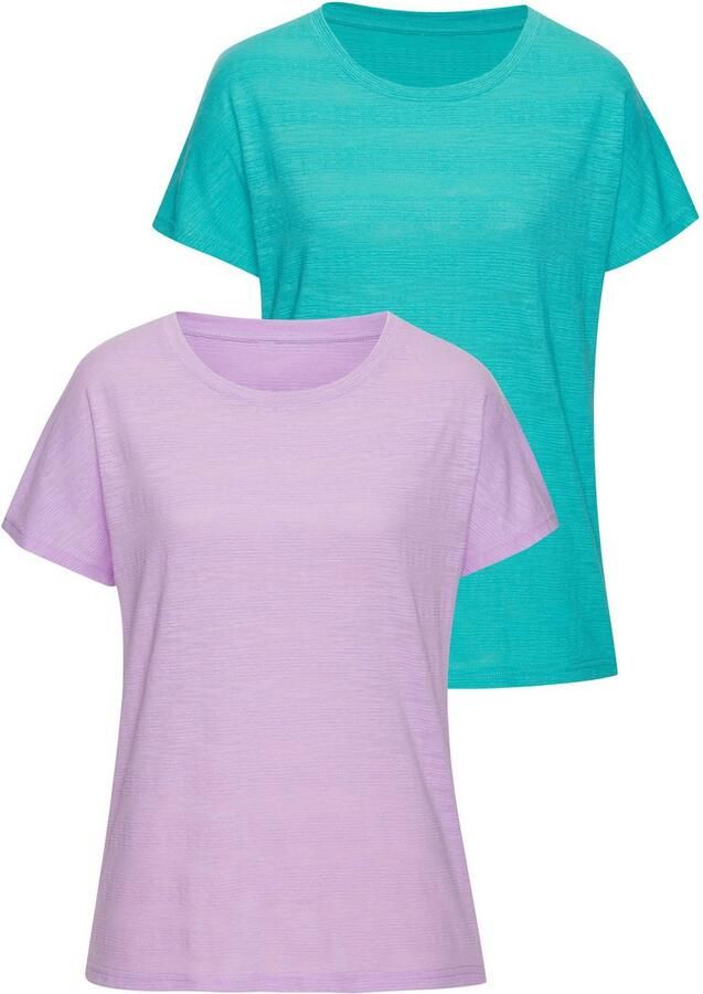 Vivance T-shirt Met modieuze structuuroptiek van onderhoudsvriendelijke kwaliteit met katoen (Set van 2) - Foto 2