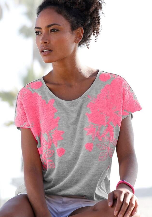 Vivance T-shirt met neonprint shirt met korte mouwen losse pasvorm - Foto 3