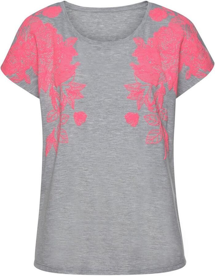 Vivance T-shirt met neonprint shirt met korte mouwen losse pasvorm