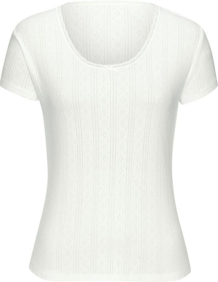 Vivance T-shirt van zacht pointelle-breisel met kant (Set van 2) - Foto 2