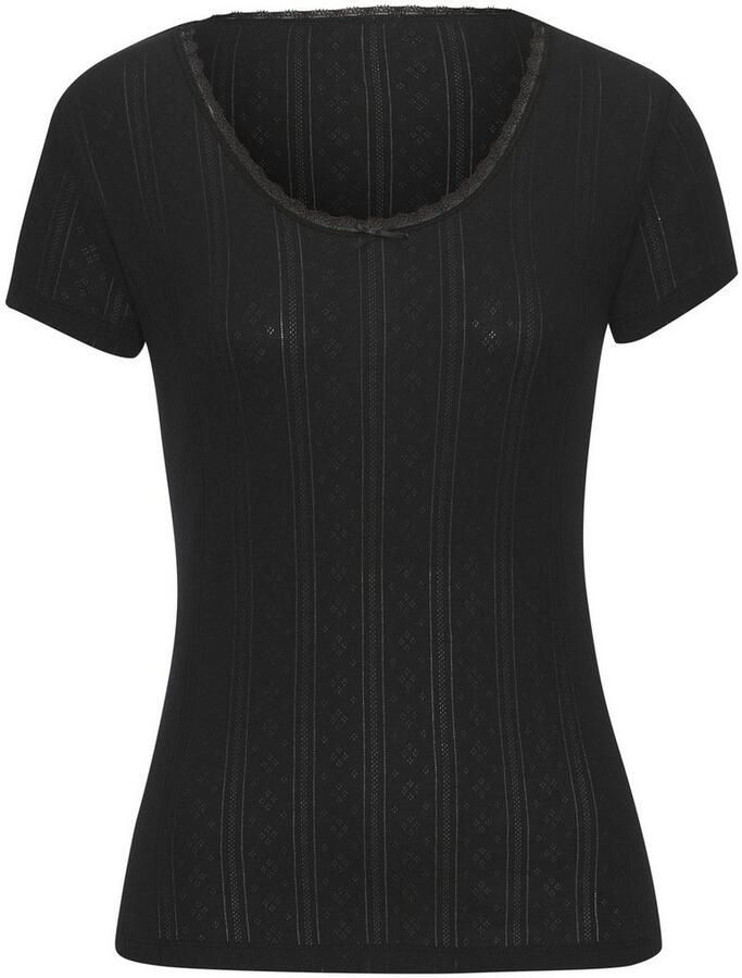 Vivance T-shirt van zacht pointelle-breisel met kant (Set van 2) - Foto 3