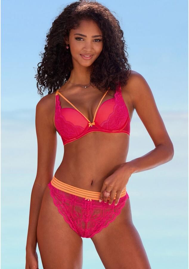 Vivance Tanga van elastisch kant met modieuze contrastkleuren - Foto 5