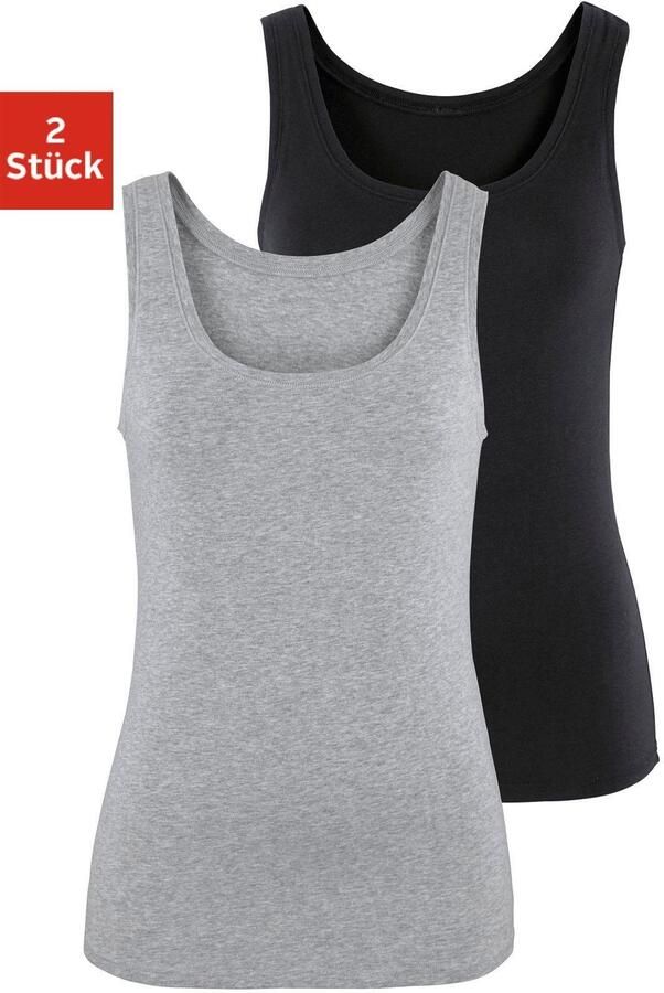Vivance Tanktop Elastische katoenkwaliteit gemaakt van elastische katoenen stof strandtop (Set van 2) - Foto 6
