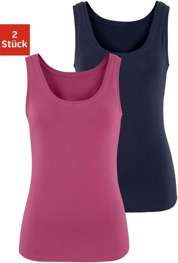 Vivance Tanktop Elastische katoenkwaliteit gemaakt van elastische katoenen stof strandtop (Set van 2) - Foto 5