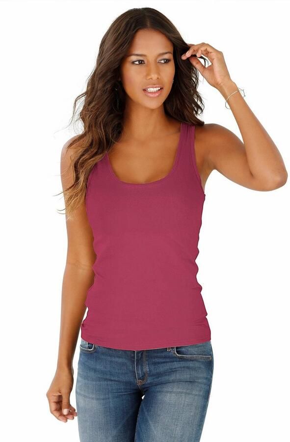 Vivance Tanktop Elastische katoenkwaliteit gemaakt van elastische katoenen stof strandtop (Set van 2) - Foto 3