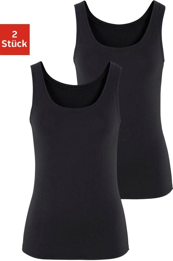 Vivance Tanktop Elastische katoenkwaliteit gemaakt van elastische katoenen stof strandtop (Set van 2) - Foto 5