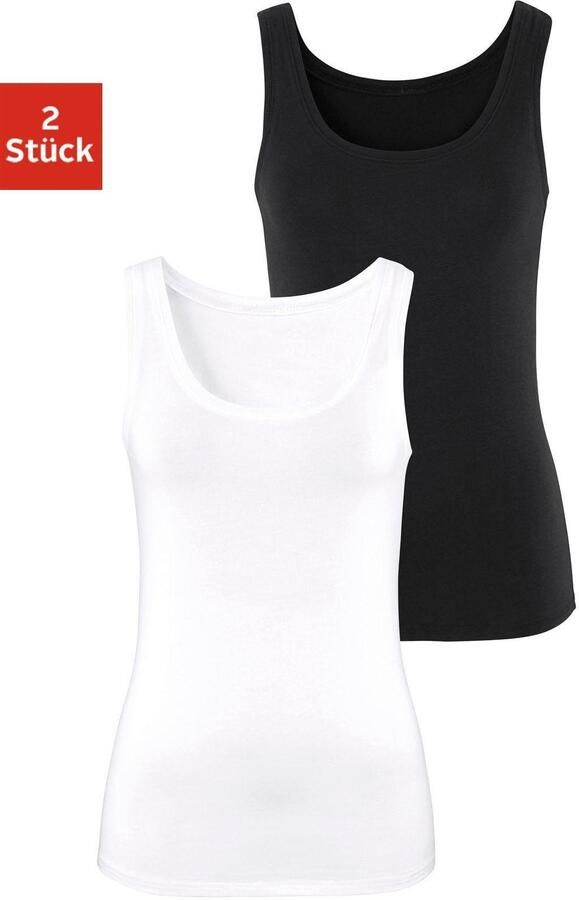 Vivance Tanktop Elastische katoenkwaliteit gemaakt van elastische katoenen stof strandtop (Set van 2) - Foto 7
