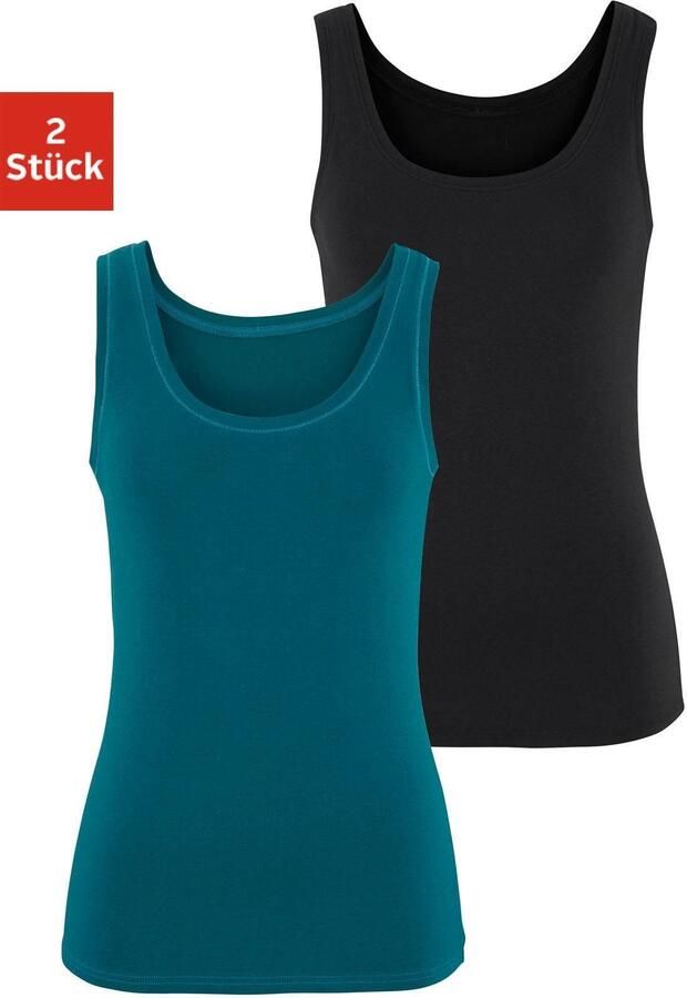 Vivance Tanktop Elastische katoenkwaliteit gemaakt van elastische katoenen stof strandtop (Set van 2) - Foto 6