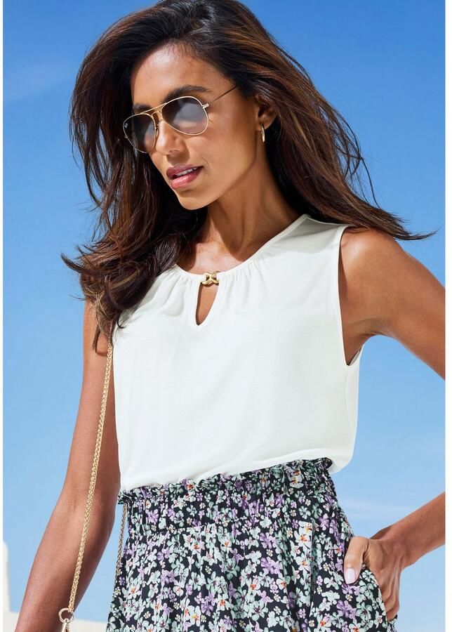 Vivance Tanktop met gouden sieraccessoire zacht vloeiende kwaliteit