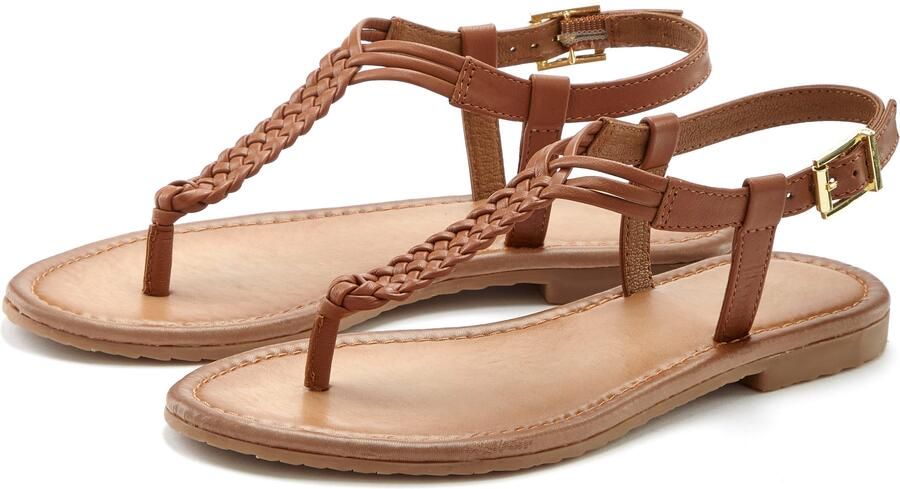 Vivance Teenslippers Sandalette zomerschoen sandaal van leer met vlecht-look - Foto 6