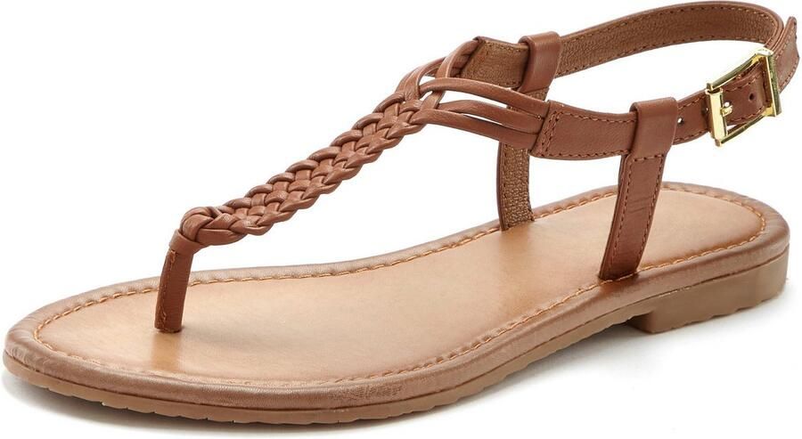 Vivance Teenslippers Sandalette zomerschoen sandaal van leer met vlecht-look - Foto 4