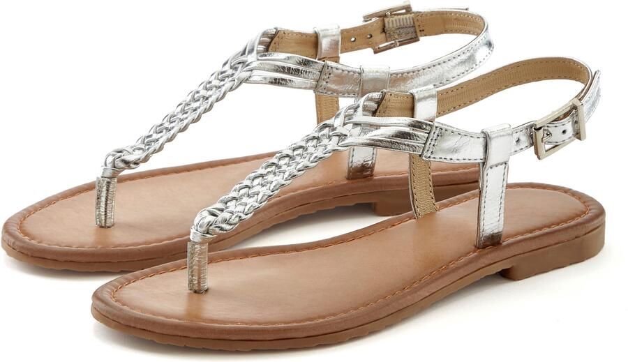 Vivance Teenslippers Sandalette zomerschoen sandaal van leer met vlecht-look - Foto 6