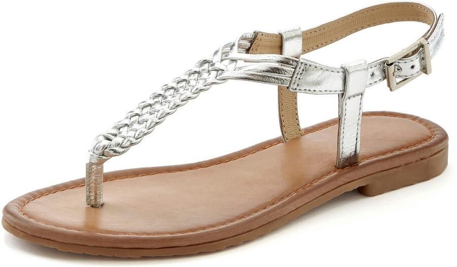 Vivance Teenslippers Sandalette zomerschoen sandaal van leer met vlecht-look - Foto 4