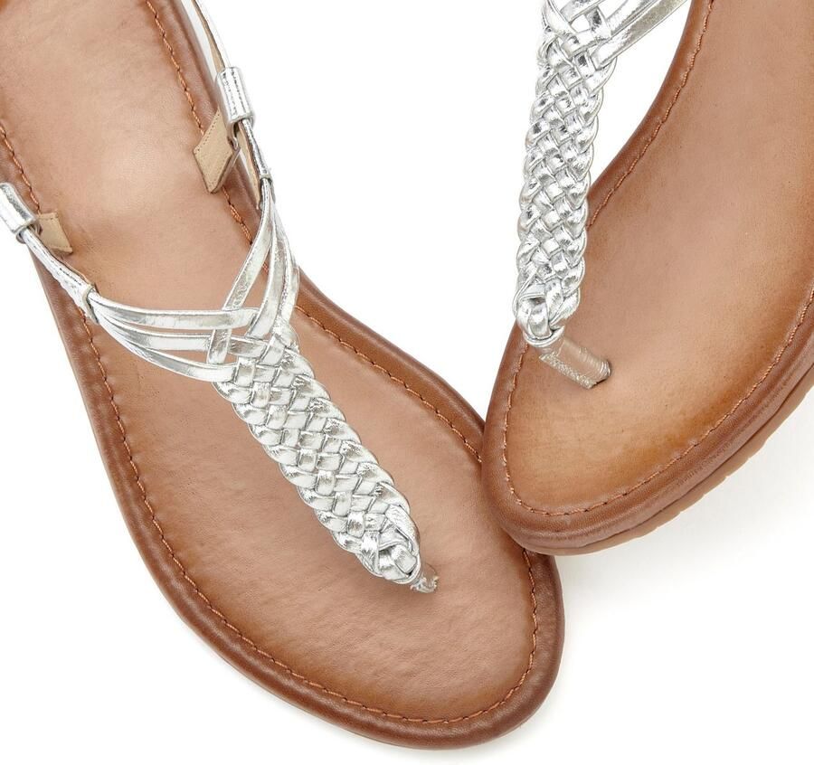 Vivance Teenslippers Sandalette zomerschoen sandaal van leer met vlecht-look