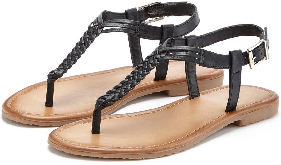 Vivance Teenslippers Sandalette zomerschoen sandaal van leer met vlecht-look - Foto 6