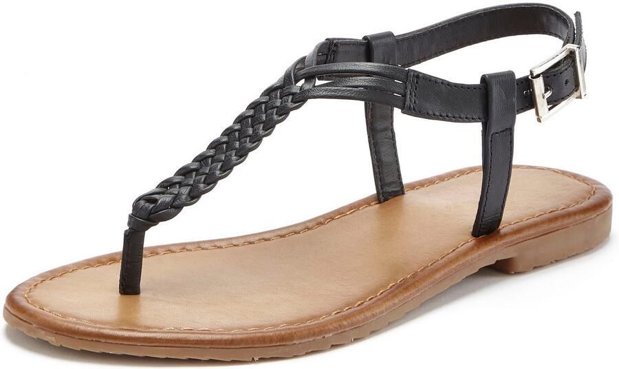 Vivance Teenslippers Sandalette zomerschoen sandaal van leer met vlecht-look - Foto 4