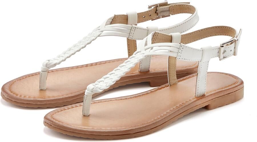 Vivance Teenslippers Sandalette zomerschoen sandaal van leer met vlecht-look - Foto 6