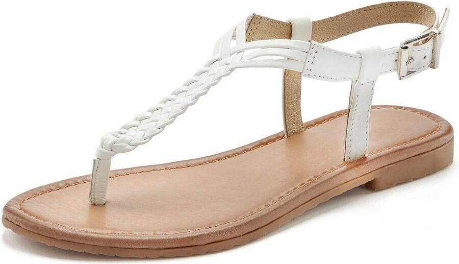 Vivance Teenslippers Sandalette zomerschoen sandaal van leer met vlecht-look - Foto 4