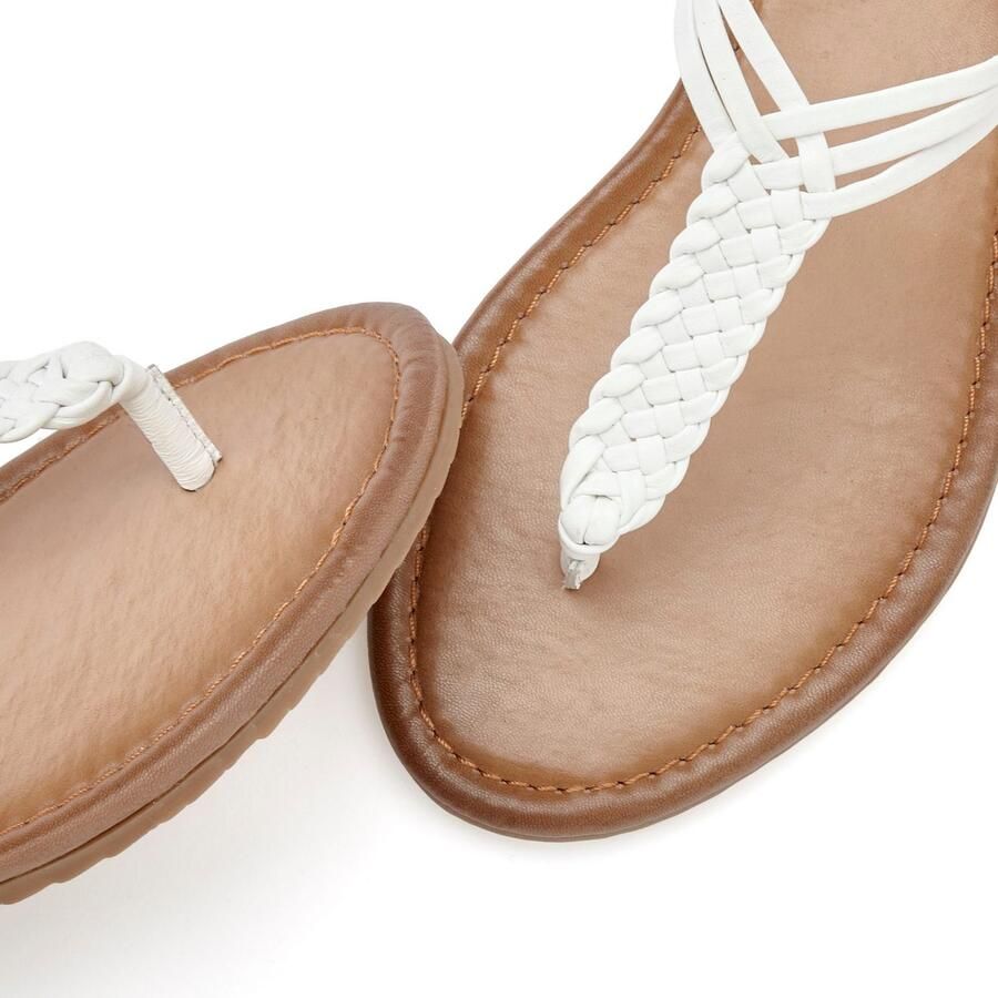 Vivance Teenslippers Sandalette zomerschoen sandaal van leer met vlecht-look