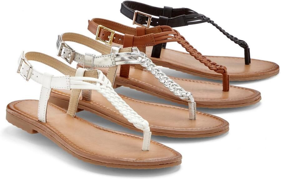 Vivance Teenslippers Sandalette zomerschoen sandaal van leer met vlecht-look - Foto 3